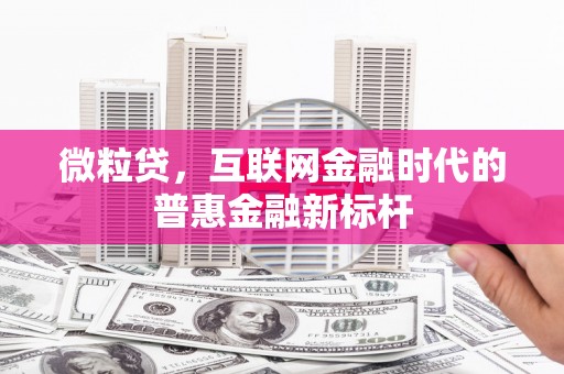 怀化微粒贷，互联网金融时代的普惠金融新标杆