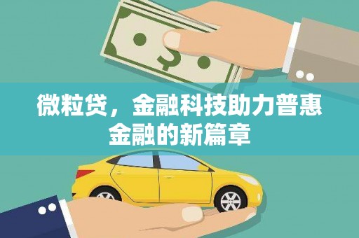 怀化微粒贷，金融科技助力普惠金融的新篇章