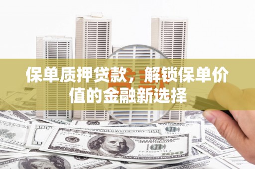 怀化保单质押贷款，解锁保单价值的金融新选择