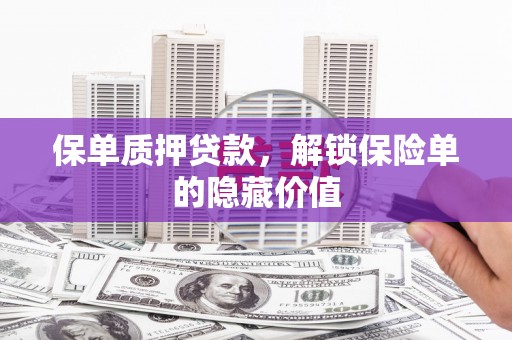 怀化保单质押贷款，解锁保险单的隐藏价值