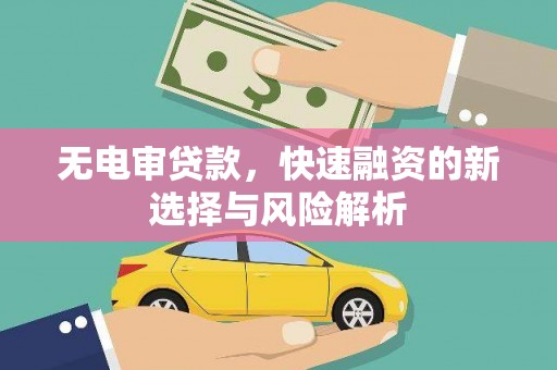 怀化无电审贷款，快速融资的新选择与风险解析