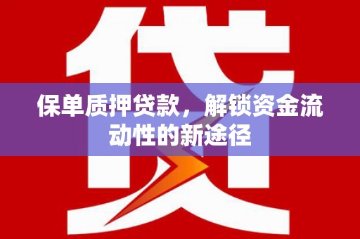 怀化保单质押贷款，解锁资金流动性的新途径
