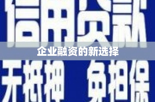 怀化企业融资的新选择