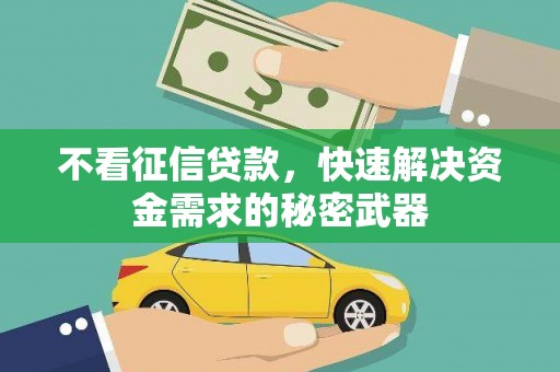 怀化不看征信贷款，快速解决资金需求的秘密武器