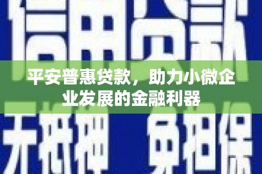 怀化平安普惠贷款，助力小微企业发展的金融利器