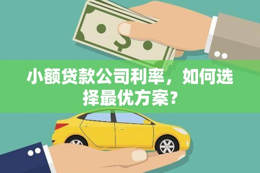 怀化小额贷款公司利率，如何选择最优方案？