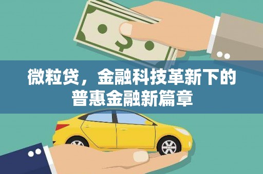 怀化微粒贷，金融科技革新下的普惠金融新篇章