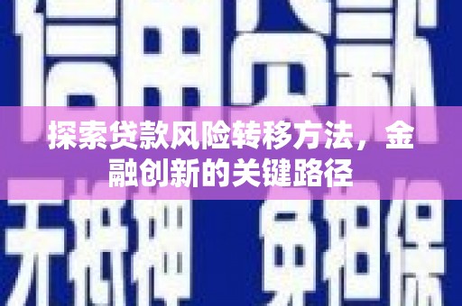 怀化探索贷款风险转移方法，金融创新的关键路径