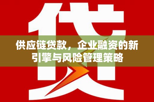 怀化供应链贷款，企业融资的新引擎与风险管理策略