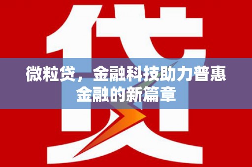 怀化微粒贷，金融科技助力普惠金融的新篇章