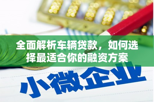 怀化全面解析车辆贷款，如何选择最适合你的融资方案