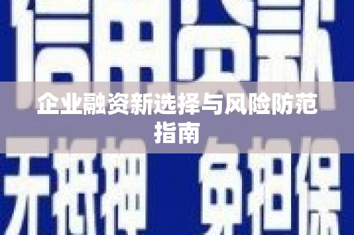 怀化企业融资新选择与风险防范指南
